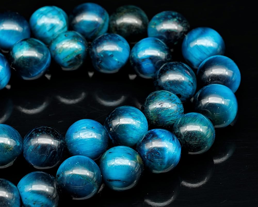 Natural Blue Tiger Eye Beaded Choker, Genuine Blue Crystal Necklace, Fancy Gemstone Choker, 8mm Beads, Unique Fashion Jewelry, Healing Crystal Necklace, Durable Stone Necklace, Capricorn Necklace