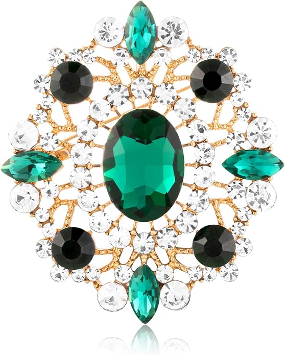 LAXPICOL Vintage Clear Austrian Crystal Brooch Pin for Women Elegant Wedding Bridal Brooches Broach Pin 1.69"*1.39"