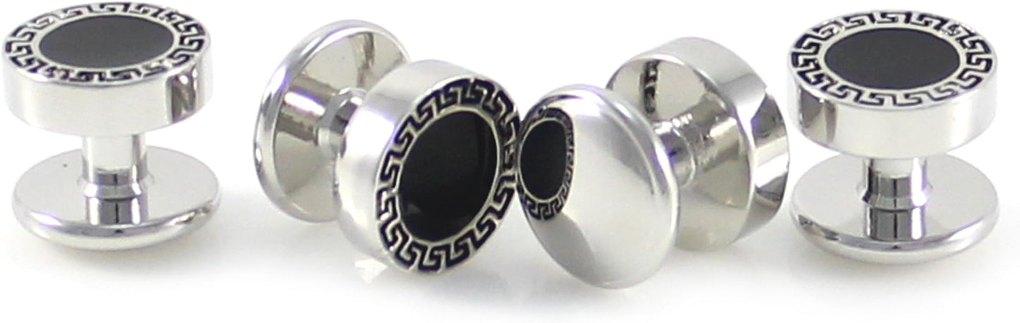 MENDEPOT Men Formal Wear Dress Shirt Cufflinks And Studs Set With Box Wedding Groom Groomsmen Gift