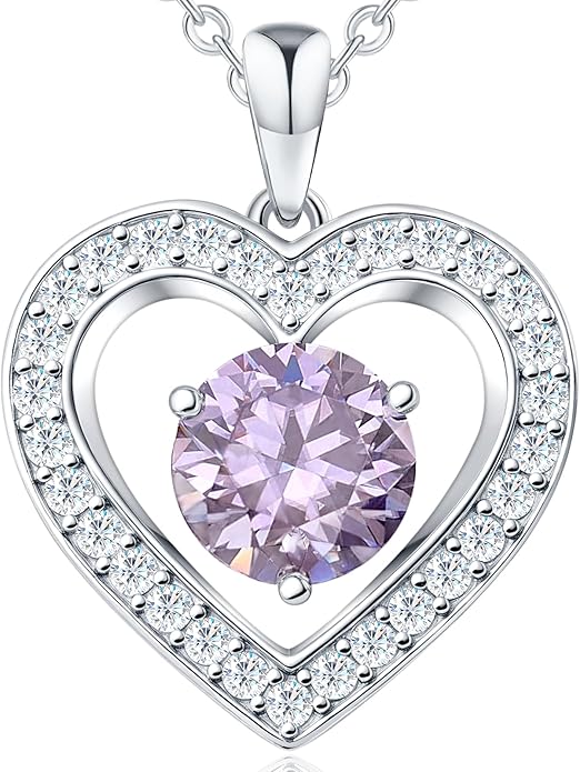 31-Stone Birthstone Heart Necklace for Women | 2ct Moissanite & 30 Sparkling Accents | Valentine's Day, Birthday,Mother's Day, Christmas Gift for Wife, Mother, Girlfriend