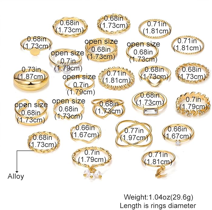 IFKM Gold Knuckle Rings Set For Women Vintage Stackable Joint Finger Midi Rings Dainty Cubic Zirconia Crystal Simple Twist Hollow Cute Rings Pack Jewelry Gift