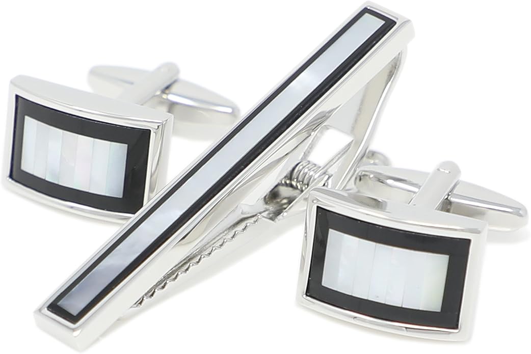 MENDEPOT Cufflinks And Tie Clip Set Men Wedding Accessory Gift Father's Day Birthday Cuff Links Tie Bar