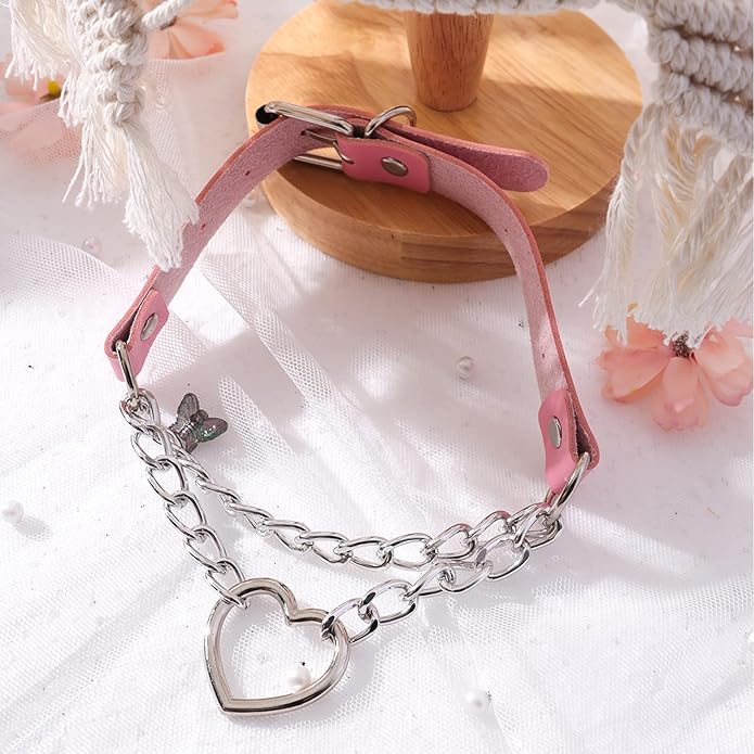 MILAKOO PU Leather Punk Choker Necklaces Circle/Heart Charm Adjustable Collar Necklace for Women