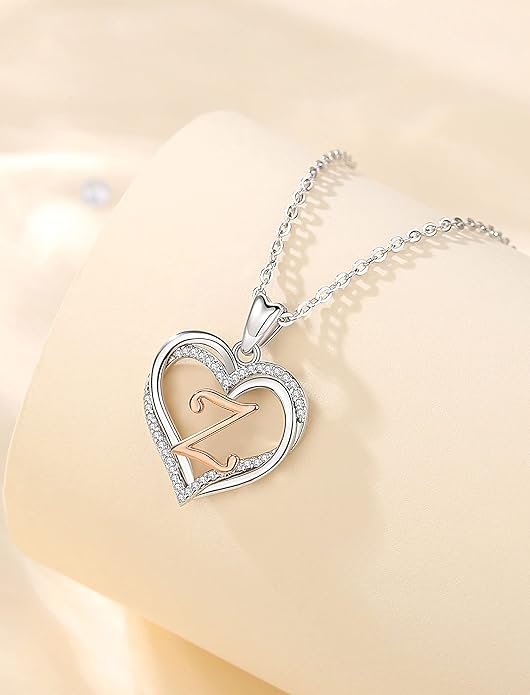 INFUSEU Unique Initial Necklaces for Women Girls Small Heart Letter Jewelry, Meaningful Personalized Gifts