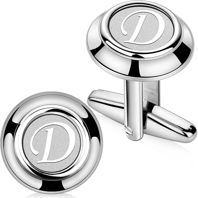 AMITER 26 Letters Tie Clip and Cufflinks for Men, Initial Tie Bar & Cuff Links Set Necktie Clip for Business, Wedding, Anniversary