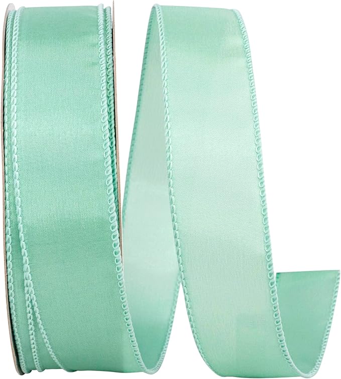 Reliant Ribbon 92575W-077-09K Satin Value Wired Edge Ribbon, 1-1/2 Inch X 50 Yards, Aqua