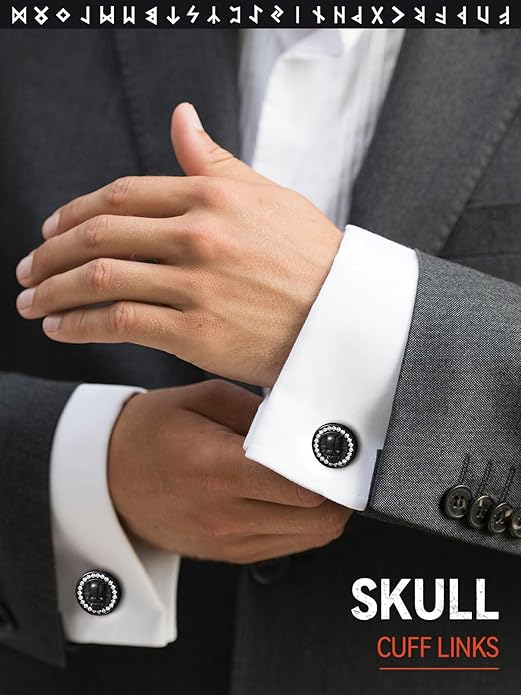 FaithHeart Mens Cufflinks, Norse Viking Tuxedo Shirt Cuff Links, Stainless Steel Cuff Links and Shirt Studs, Gift Box