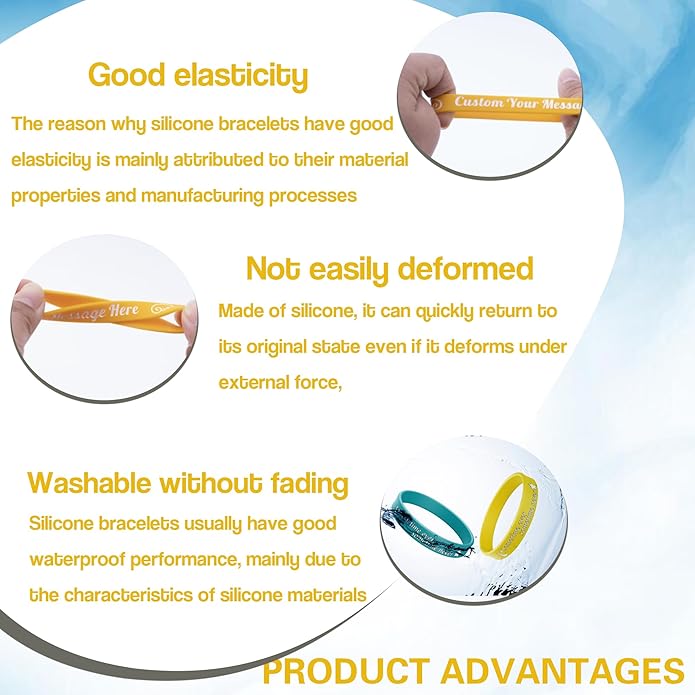 10-5000PCS Custom Rubber Bracelets Bulk, Personalized Silicone Wristbands with Text/Clipart, Customizable Silicone Bracelets for Sport, Events, Support, Parties,Fundraising