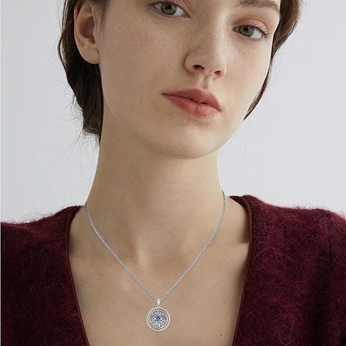 Evil Eye Necklace for Women 925 Sterling Silver, Protection Necklace with Blue Evil Eye Charm, Evil Eye/Lotus Pendant Jewelry, Birthday Christmas Gifts for Her