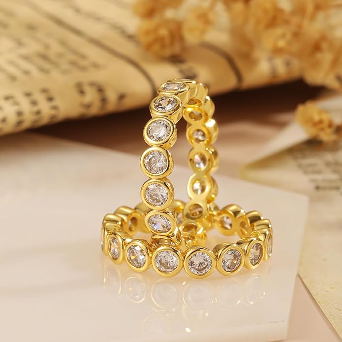 Episkeyk Gold Rings for Women Non Tarnish Stackable Rings 14k Gold Plated Pinky Ring for Women Cubic Zirconia Gift