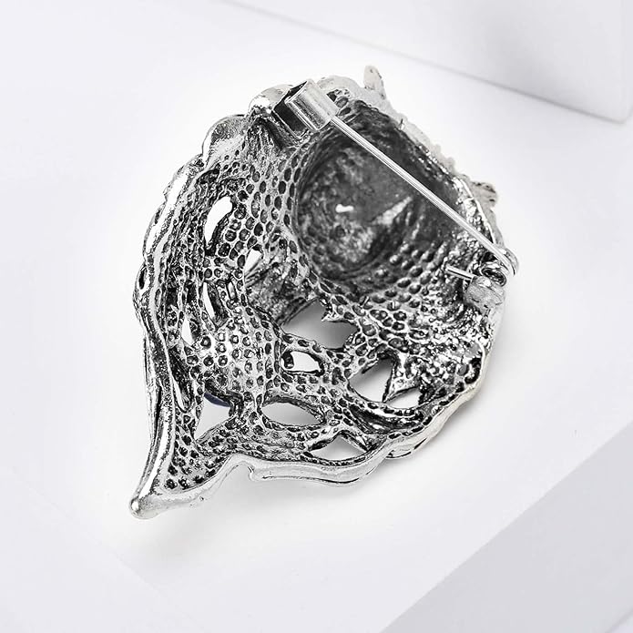 HETICA Vintage Animal Dragon Skull Wolf Crown Lion Brooch for Men Women Suit Tie Dress Lapel Pin Fashion Jewelry