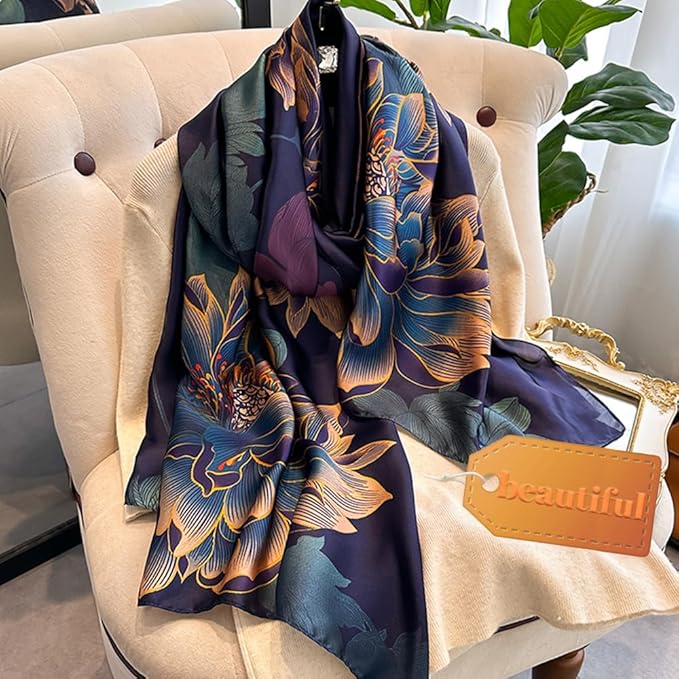 Clysoru Silk Scarf For Women Hair Scarves Lightweight Satin Elegant Shawl Wraps Bufanda Mujer Fashion Accessories 70.8"X35.4"