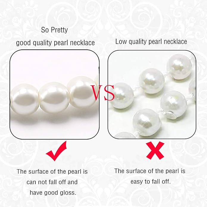 Long Pearl Necklaces for Women Cream White Faux Pearl Strand Layered Necklace Costume Jewelry