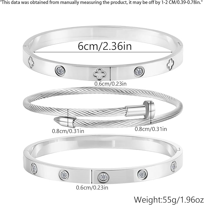 Gold Bracelets for Women - Stackable Bangles with Friendship & Love Theme - Stainless Steel Jewelry Gift for Her