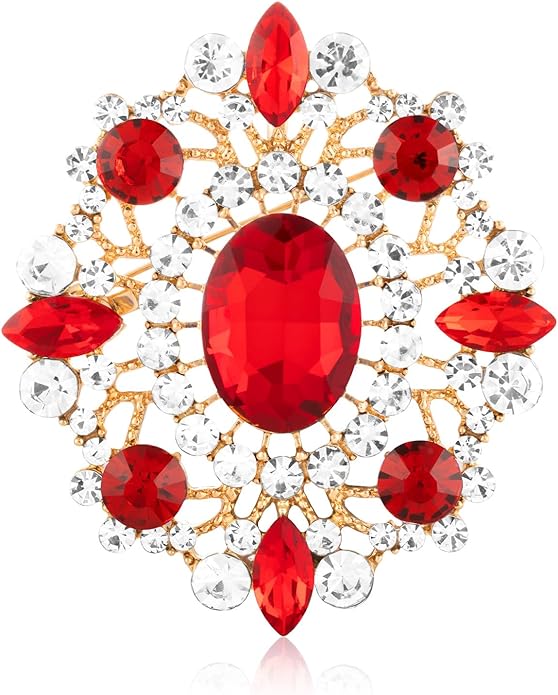 LAXPICOL Vintage Clear Austrian Crystal Brooch Pin for Women Elegant Wedding Bridal Brooches Broach Pin 1.69"*1.39"