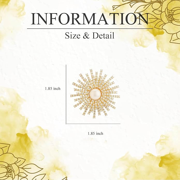 Fashion Flower Brooches for Women Rhinestone Flower Brooches Pins 18k Gold Plated Lapel Pins Jewelry for Girlfriend Wife