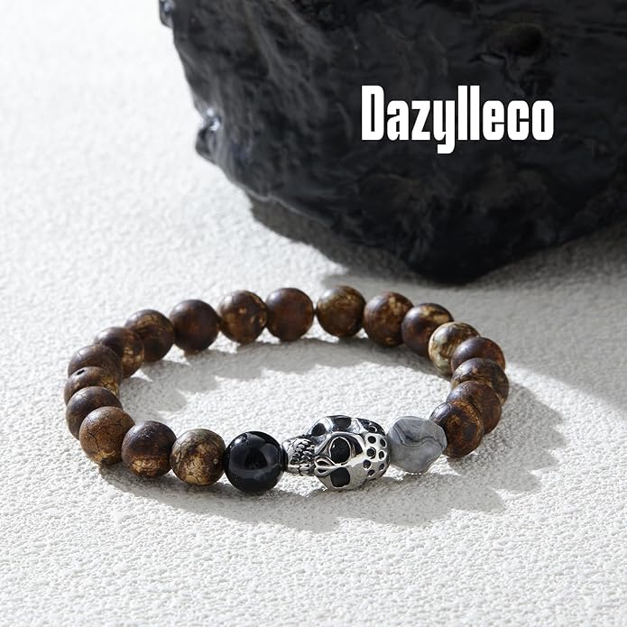 3pc Mens Beaded Bracelets Silver Stainless Steel Chain Bracelet for Men Handmade Braided Bracelet Sets Jewelry Gifts for Men