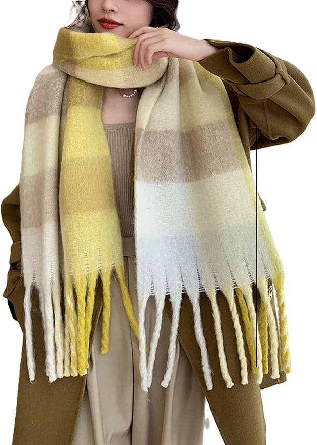 Wander Agio Winter Women Warm Scarf Long Shawl Large Scarves Cold Weather Thick Blanket Scarfs Colorful Plaid