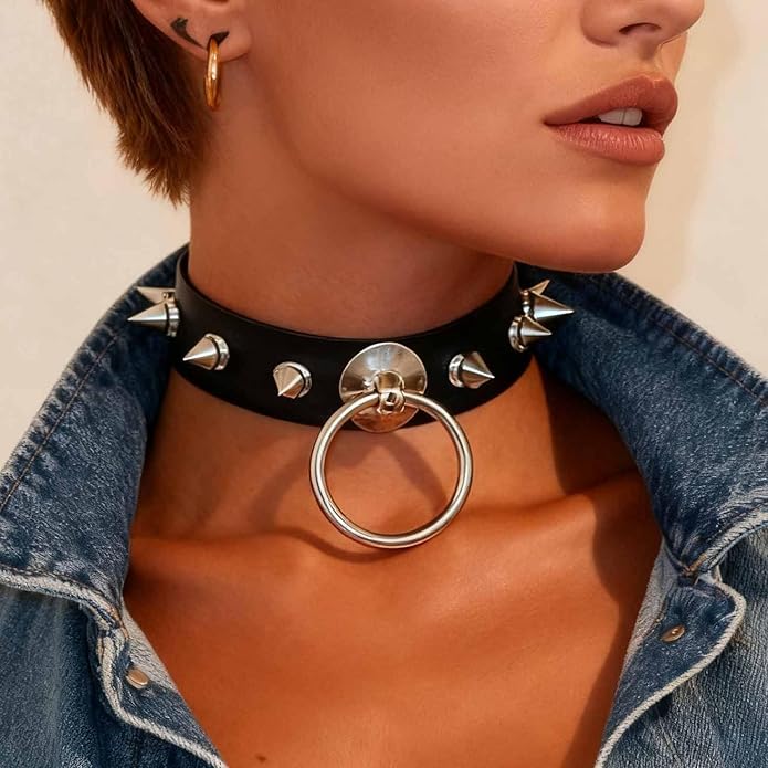 CLOACE Punk Leather Choker Necklace Black Gothic Collar Chokers Necklaces Wide Leathers Costume Jewelry Accessories for Women