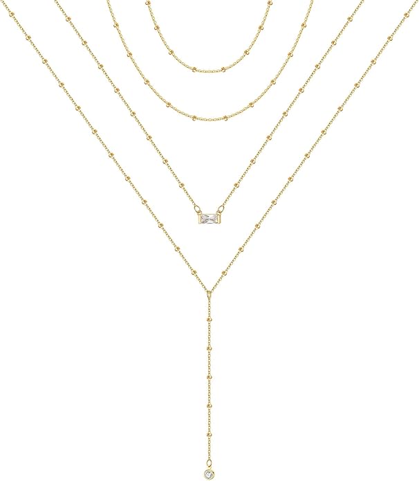 Turandoss Gold Layered Necklaces for Women - 14K Gold Plated Handmade Multilayer Bar Pearls Coin Disc Moon Butterfly Medallion Adjustable Dainty Layered Choker Necklaces for Women Jewelry