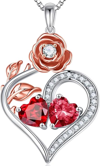 Iefil Christmas Gifts for Women Wife - 925 Sterling Silver Double Birthstone Necklace, Anniversary Birthday Gifts for Women, Jewelry Gifts for Wife Her