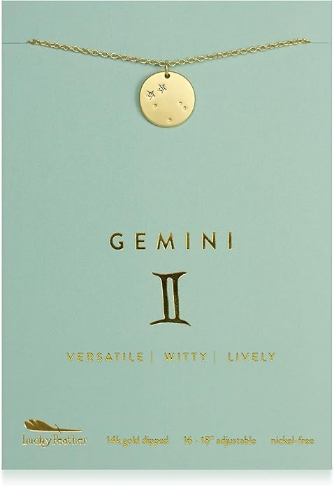 Lucky Feather Zodiac necklaces for women | Scorpio 14K Gold-Plated Astrology Pendant for Girls | Horoscope Sign Zodiac gift | Great Christmas Stocking Stuffer | Trendy Birthday Jewelry Gift | 16” - 18”