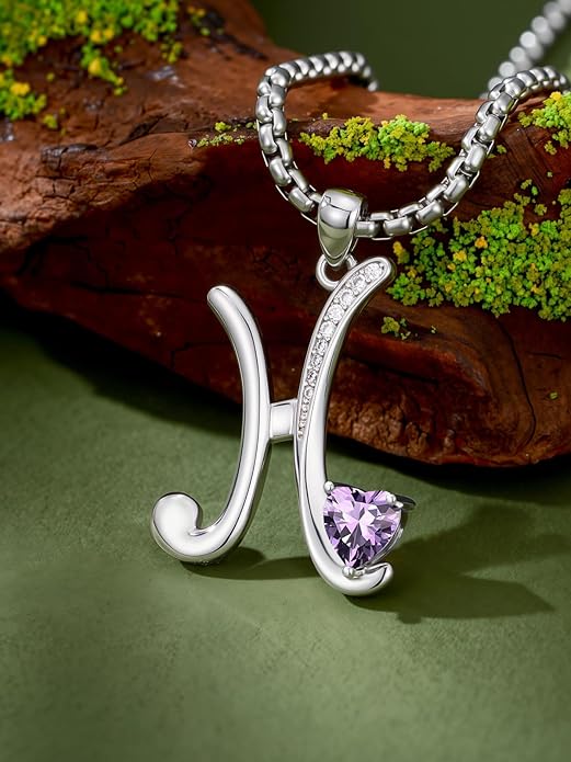 Christmas Gifts for Women Alphabet A to Z Initial Birthstone Pendant Necklaces for Women - 18k White Gold Plated Personalized Name Jewelry Valentine Mothers Day Birthday Gifts for Women Her Girlfriend