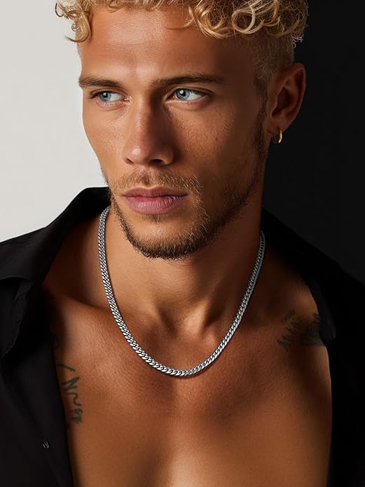 ChainsPro Chunky Miami Cuban Link Chains for Men,Stainless Steel Cuban Chain Necklace,4.8/6/10/14mm Width,No Tarnish& Thick Hip Hop Jewelry,18-30 inch Length, Black/Gold Plated/Silver,Send Gift Box