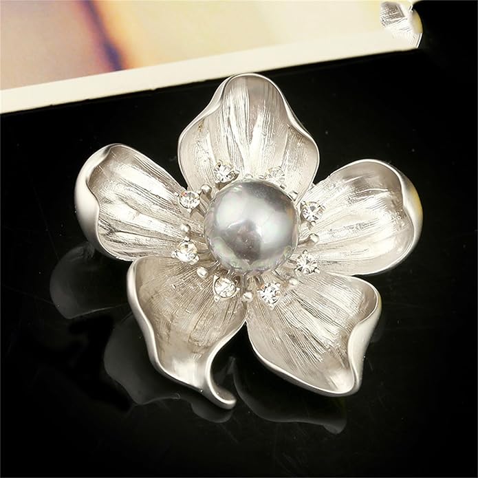 WCRAZYE Yellow Flower White Pearl Brooch for Women Girls - Gold Autumn Flower Pins for Mother, Wife, GF - Wedding, Bridal, Bouquet, Party Charm - Christmas, Valentine's Day