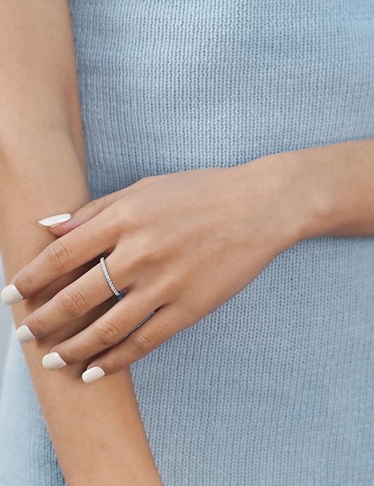 IMOLOVE Lab Grown Diamond Wedding Bands, 0.3-0.42 Carat, Eternity Rings in 18K White Gold & Sterling Silver Size 4-11