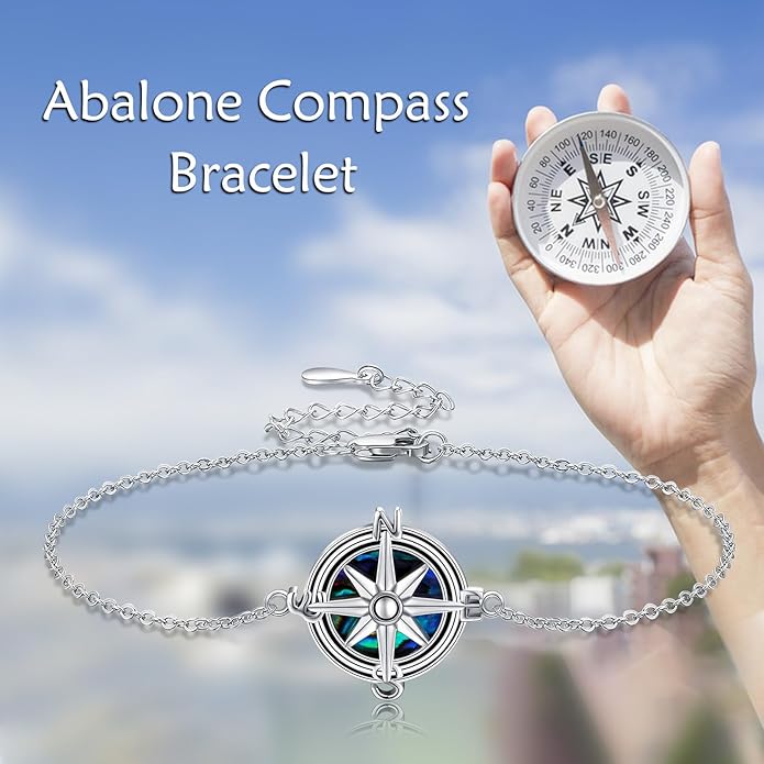 Mustard Seed Cross/Paw Print/Butterfly/Sunflower/Compass/Moss Agate Bracelet for Women 925 Sterling Silver Graduation Link Bracelet Jewelry for Women