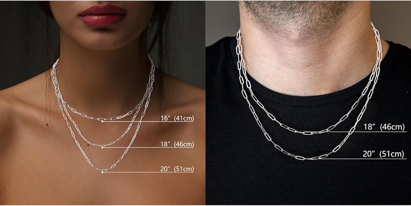 MBW Silver Paperclip Chain Necklace for Women,Dainty Sterling Silver Choker Necklaces for Women Trendy Simple Long Chunky Minimalist Waterproof Link Necklace Jewelry Gifts for Women 16/18/20 in