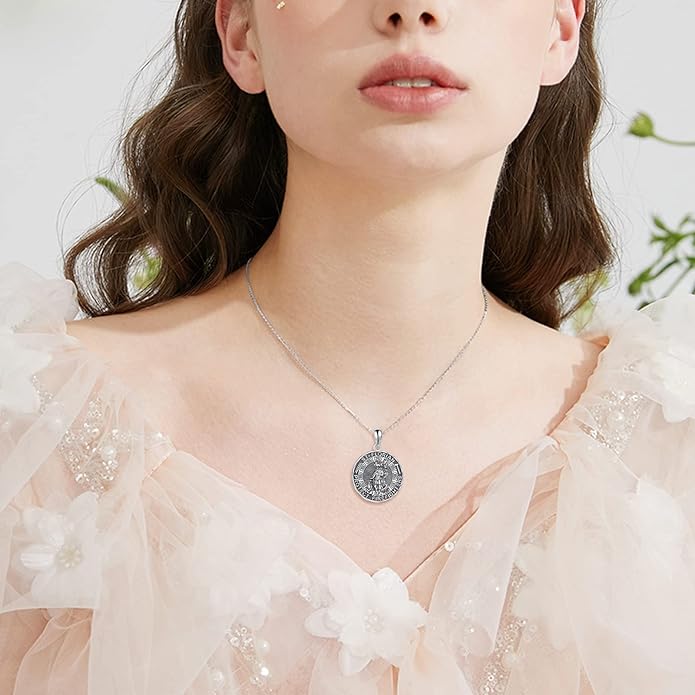 YFN Patron Saint Necklace Sterling Silver Amulet Medal Pendant Religious Protector Jewelry Gifts for Women Men