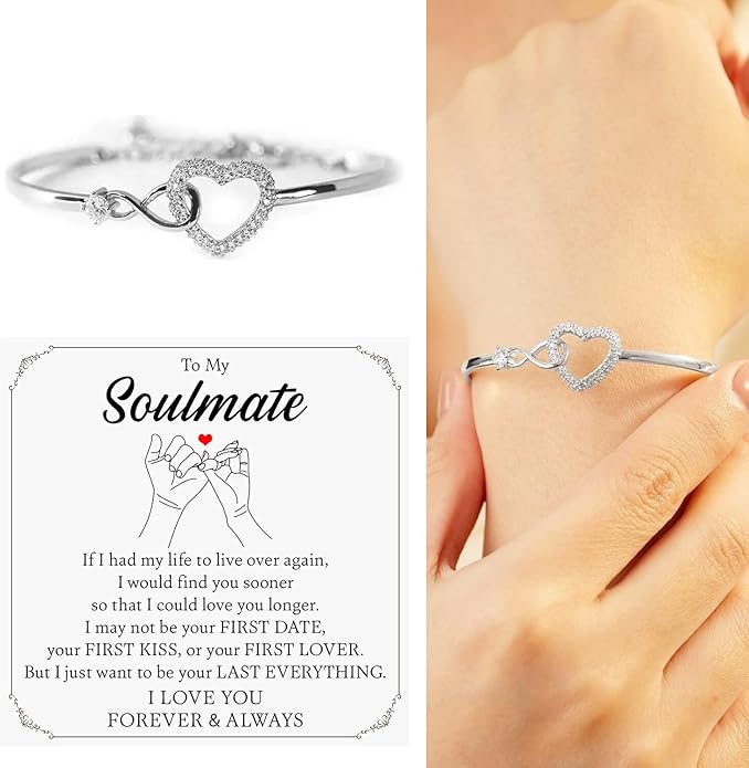 To My Soulmate Bracelet For Women With Heartfelt Message Card & Elegant Box, Bracelet For Girls, Soulmate Birthday, Wedding, Christmas Jewelry Gift From Boyfriend, Husband