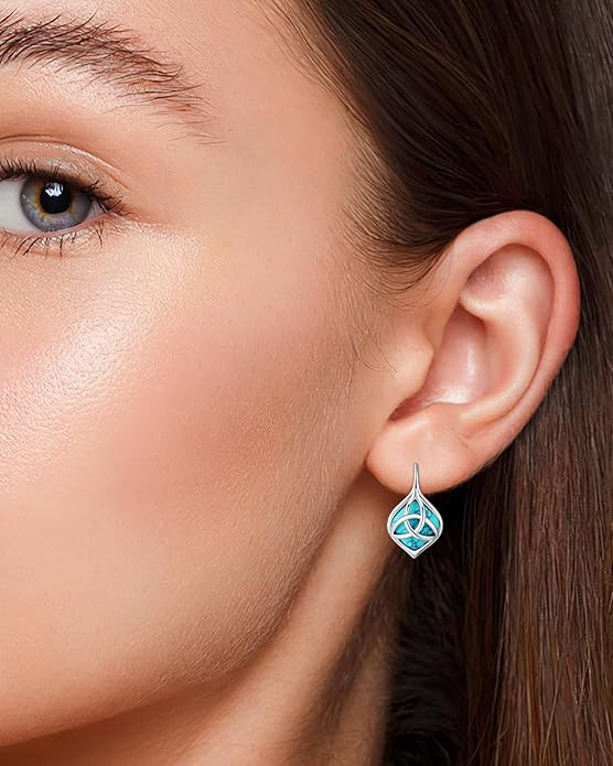 BDL Genuine Turquoise Jewelry for Women, Sterling Silver Earrings and Necklaces for Women, Leverback Dangle Drop Earrings Jewelry…