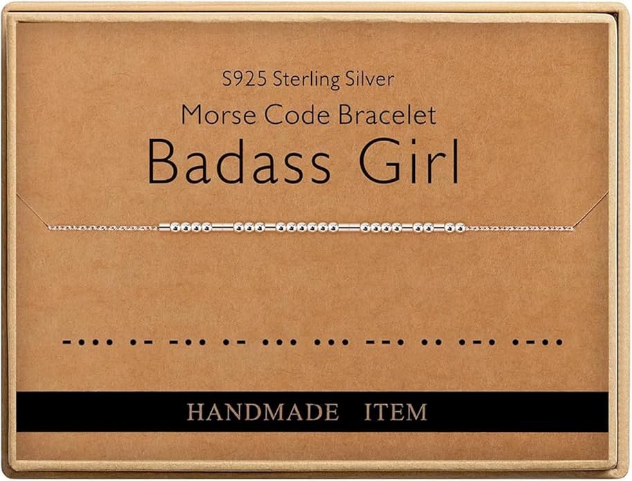 Monily Inspirational Gifts for Women Morse Code Bracelets for Women Funny Bracelet for Friend Funny Gift for Women Sterling Silver Bracelet for Women