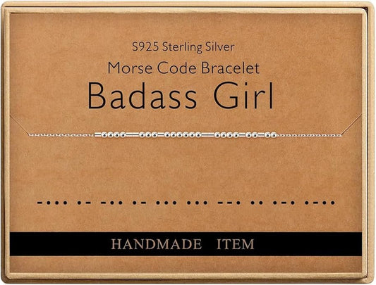 Monily Inspirational Gifts for Women Morse Code Bracelets for Women Funny Bracelet for Friend Funny Gift for Women Sterling Silver Bracelet for Women