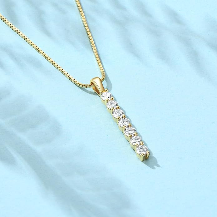 AINUOSHI Lab Created Moissanite Bar Necklace 0.56 cttw Imitation Diamond Alternative Necklace for Women S925 Sterling Silver Y Necklace Simple Fashion Jewelry Gifts for Women