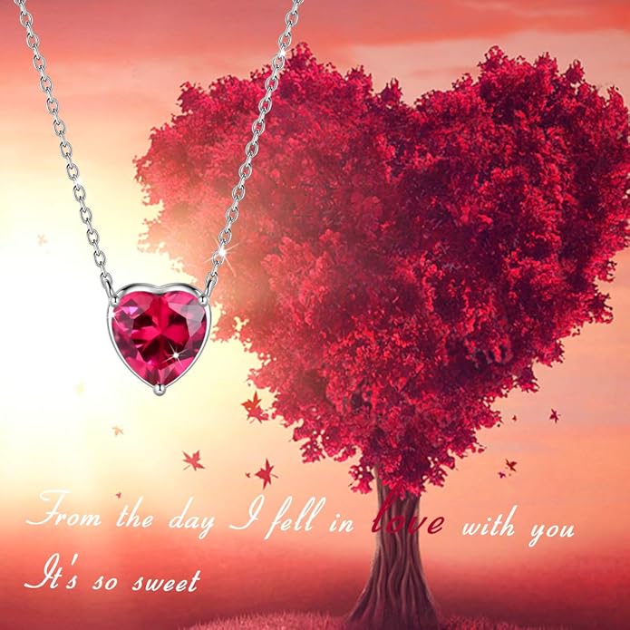 Aurora Tears 925 Sterling Silver 12 Birthstone Hearts Jewelry Women Crystal Wedding/Engagement/Bridal Heart Necklace/Earring/Ring/Bracelet Sets Jewellery