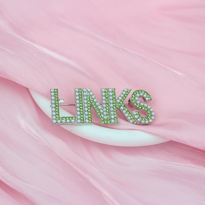 Greek Sorority Brooch Pin for Women Sorority Gift Paraphernalia Jewelry Green Rhinestone Pearl Brooch Pin Sisterhood Graduation Gift for Soror Sister