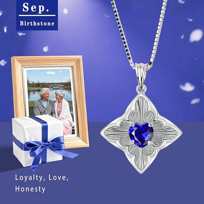 Delicate Four-Leaf Clover Charm Necklace with January Birthstone - S925 Silver, Gift Idea