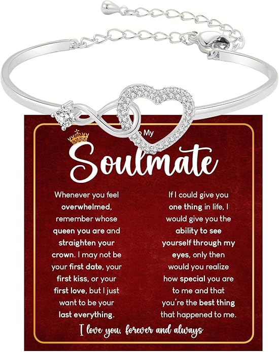 To My Soulmate Bracelet For Women With Heartfelt Message Card & Elegant Box, Bracelet For Girls, Soulmate Birthday, Wedding, Christmas Jewelry Gift From Boyfriend, Husband