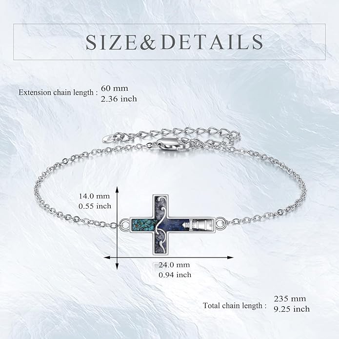 YFN Cross Bracelet Sterling Silver Religious Cross Bracelet Jewelry Gift for Women Men