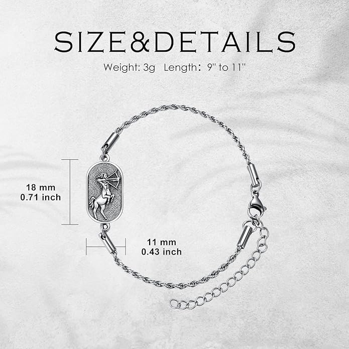SIMONLY Zodiac Bracelet 925 Sterling Silver Constellation Anklet Horoscope Zodiac Jewelry Christmas Birthday Astrology Gifts for Women Men Unisex