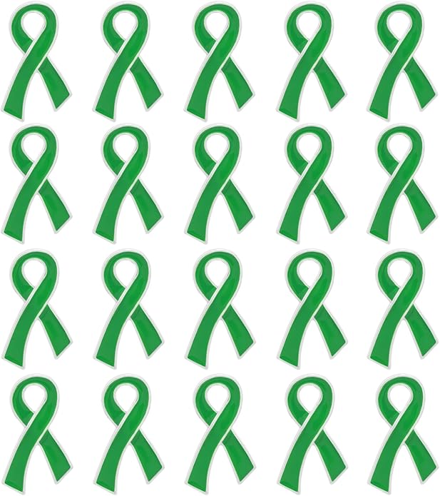 Green Ribbon Awareness Pins - Wholesale Pack Pins for Cerebral Palsy, Glaucoma, Mental Health, Bipolar Disorder, Organ Donation, Liver Cancer- Perfect for Gift-Giving and Fundraising