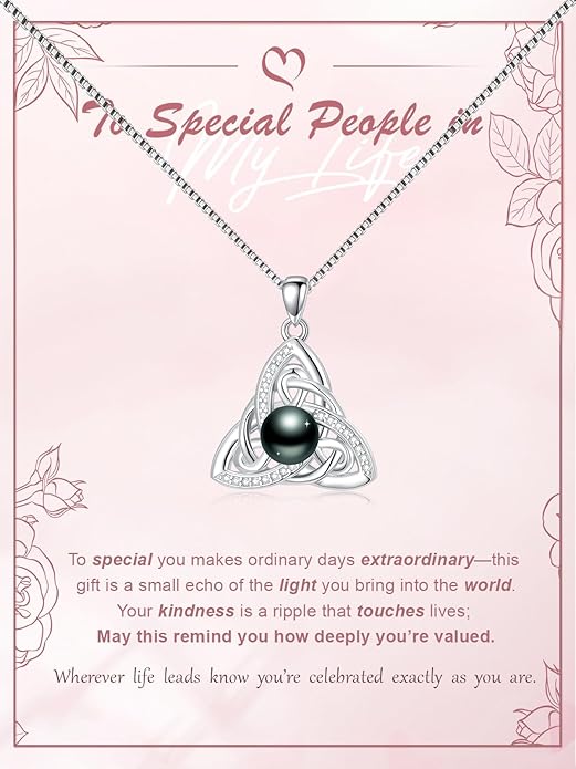 KANNSOAR Tahitian Black Pearl 18K White Gold Plated Sterling Silver Pendant Necklace for Wedding Birthday Anniversary Valentines Day Christmas Pearl Jewelry Gift for Women Wife Mom Lover Girlfriend