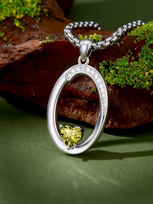 Christmas Gifts for Women Alphabet A to Z Initial Birthstone Pendant Necklaces for Women - 18k White Gold Plated Personalized Name Jewelry Valentine Mothers Day Birthday Gifts for Women Her Girlfriend