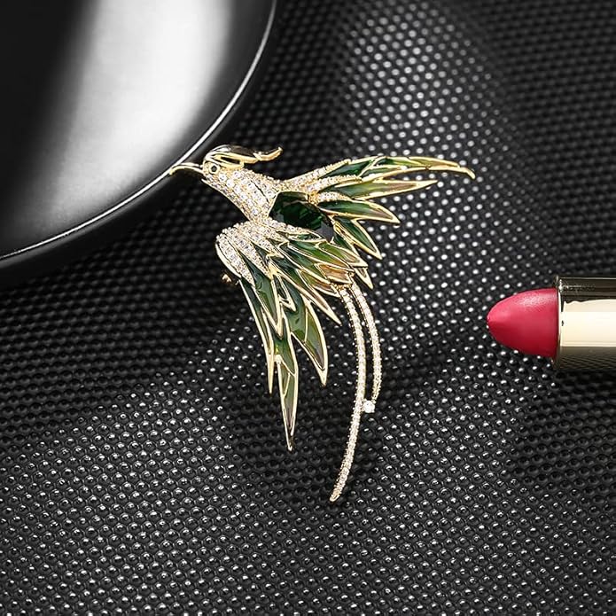 Exquisite 14K Gold Phoenix Brooch for Women, Inlaid with Moissanite and Premium Gemstones, Ideal Luxury Gift for Holidays and Special Occasions