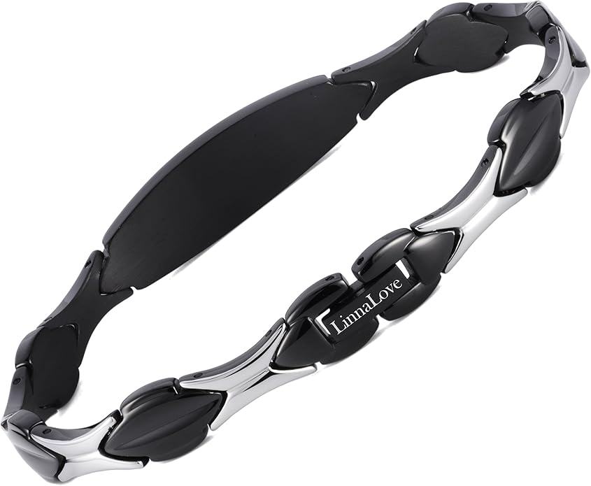 LinnaLove Fashion Shiny medical alert bracelet with Free Engraving Stainless steel Medical id bracelet for Women