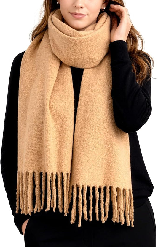 Achillea Warm Cashmere-Feel Winter Scarf – Thick Pashmina Shawl Wrap for Cold Weather